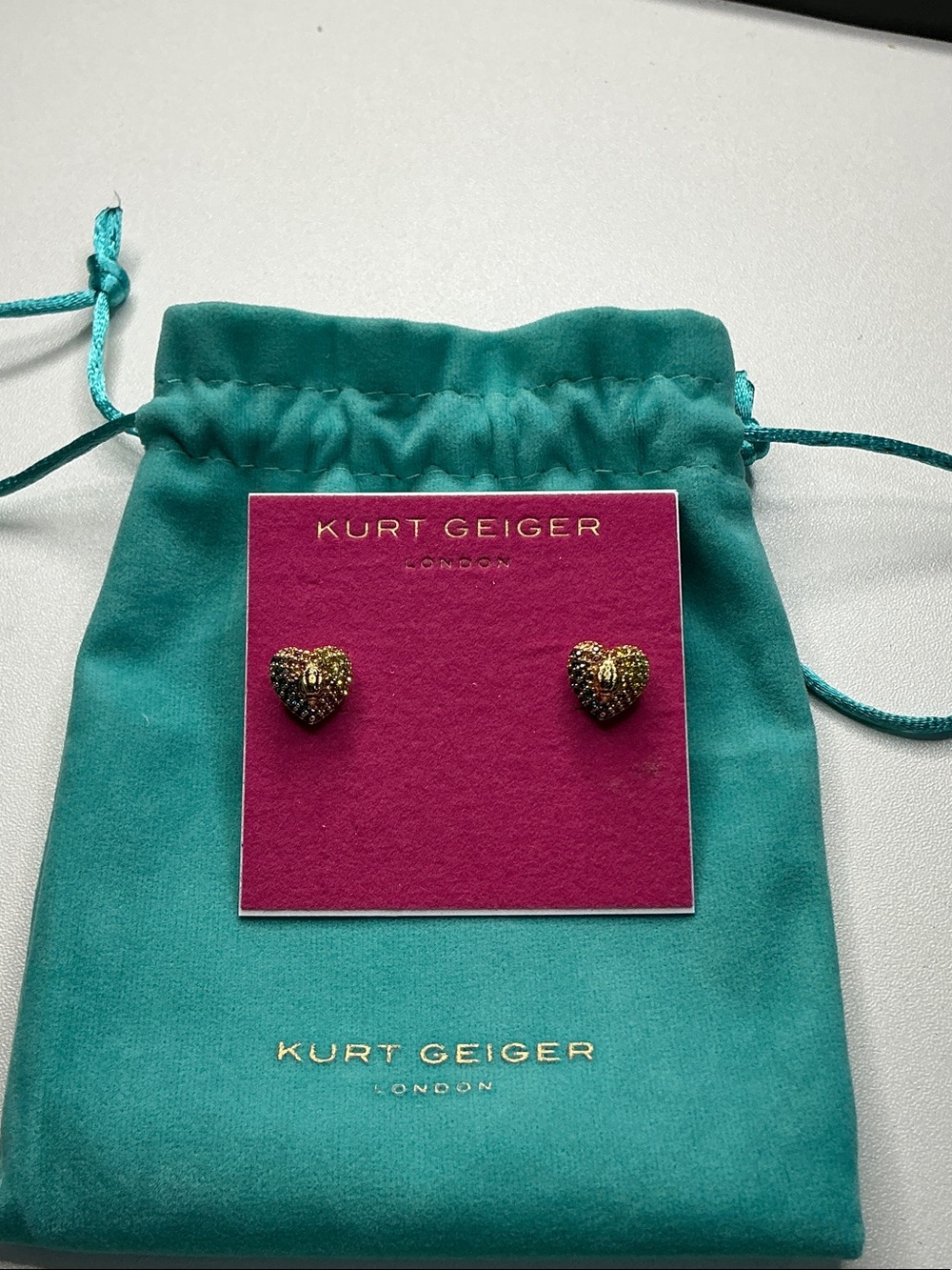 Kurt Geiger Gold Heart Stud Earrings - Gold